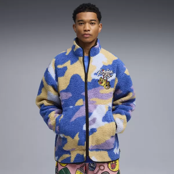  Jachetă pentru bărbați PUMA DYLAN POLAR FLEECE JACKET 632826-01 PÂNZĂ/AOP 