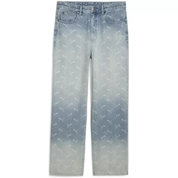  Pantaloni pentru bărbați PUMA ROCKY LASER MONOGRAM DENIM 633428-01 DENIM DECOLORAT/AOP 