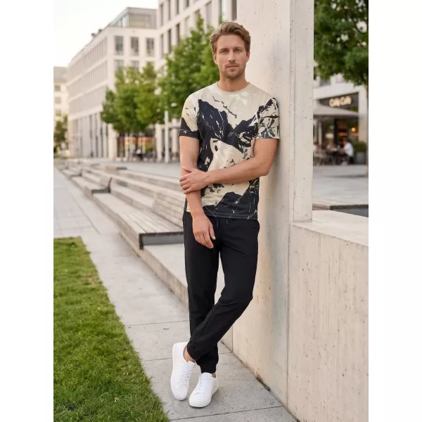  Tricou premium pentru bărbați ALTISPORT VOJ/ALM131TR01 BEJ/NEGRU 