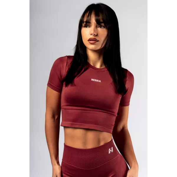  Crop top fără cusături, cu mâneci scurte POWER 891 RED Nebbia 
