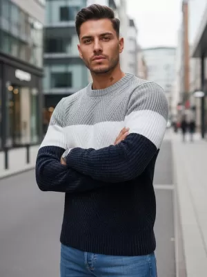 Pulover pentru bărbați DSTREET WX2320 ALBASTRU ÎNCHIS/GRI DESCHIS