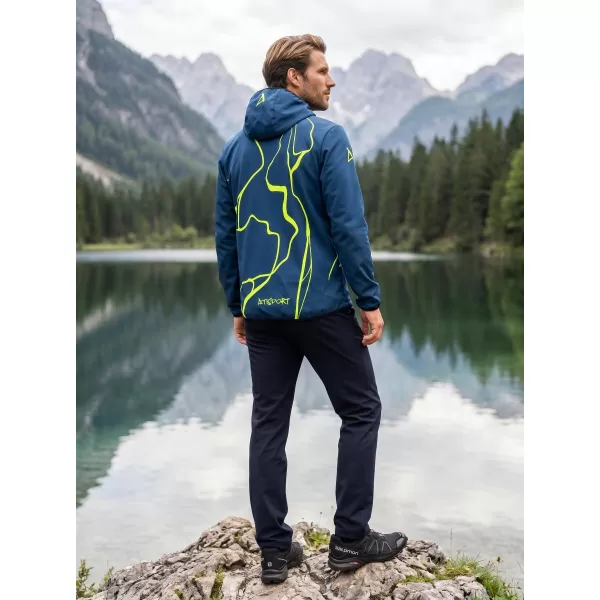 Jachetă softshell premium pentru bărbați ALTISPORT VOJ/ALM073JACK01 BLEUMARIN/GALBEN NEON 