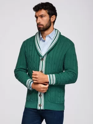 Cardigan pentru bărbați OMBRE OM-SWCD-0152 VERDE