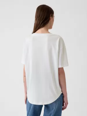 Tricou pentru femei GAP LOGO EASY BOYFRIEND TEE 407990-03 ALB OPTIC