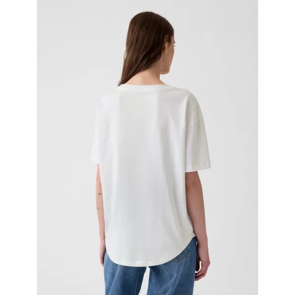  Tricou pentru femei GAP LOGO EASY BOYFRIEND TEE 407990-03 ALB OPTIC 