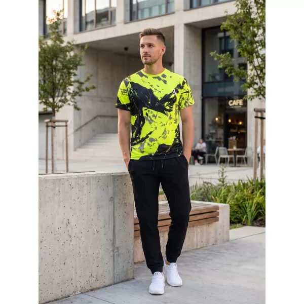  Tricou premium pentru bărbați ALTISPORT VOJ/ALM131TR01 GALBEN FLUO/NEGRU 