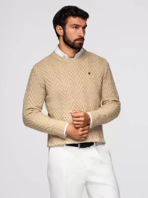 Pulover pentru bărbați OMBRE OM-SWSW-0147 NISIP