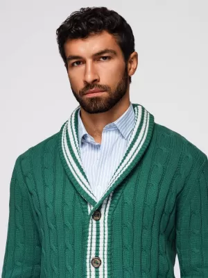 Cardigan pentru bărbați OMBRE OM-SWCD-0152 VERDE