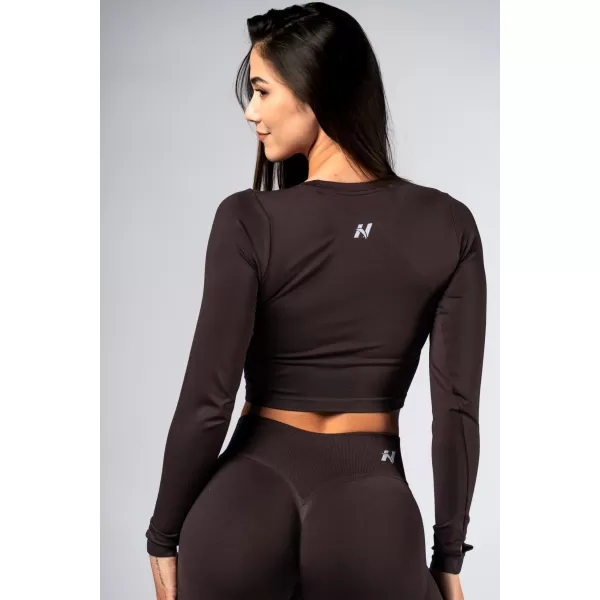  Crop top fără cusături, cu mâneci lungi POWER 892 DARK BROWN Nebbia 