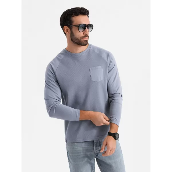  Tricou pentru bărbați OMBRE OM-LSCL-0109 DENIM ALBASTRU 