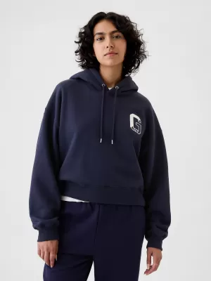 Hanorac de dama GAP LOGO FLEECE ABBREVIATED PULLOVER HOODIE 523563-02 UNIFORMA MARINEI