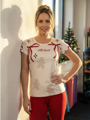 Tricou de Crăciun premium pentru femei ALTISPORT VOJ/ALWVN10TR06 CREMOS