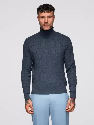 Pulover pentru bărbați OMBRE OM-SWTN-0157 ALBASTRU MARIN