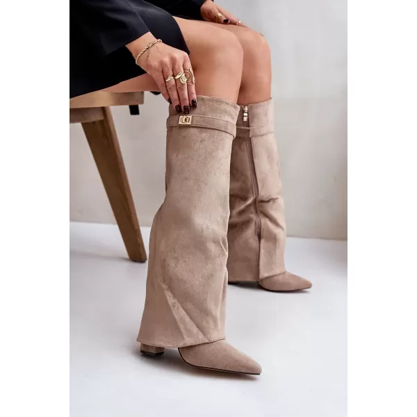  Pantofi de dama cu toc BOTO EVYRA 38561 KAKI 