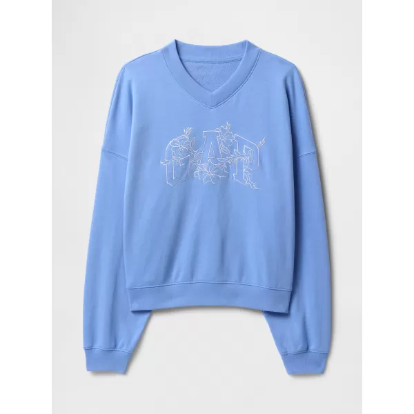  Hanorac de dama GAP LOGO WEDGE NECK SWEATSHIRT 714869-02 CĂMAȘĂ ALBASTRĂ 