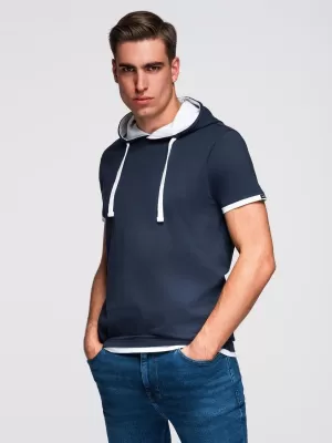 Tricou pentru bărbați OMBRE OM-TSCT-0256 ALBASTRU MARIN