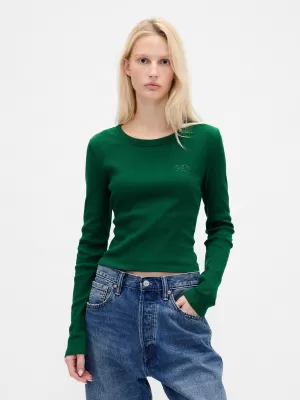 Tricou pentru femei GAP LONGSLEEVE LOGO TEE 801017-03 GLAMOUR VEȘNIC VERDE