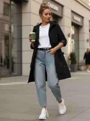 Palton de damă DSTREET TY5554 NEGRU