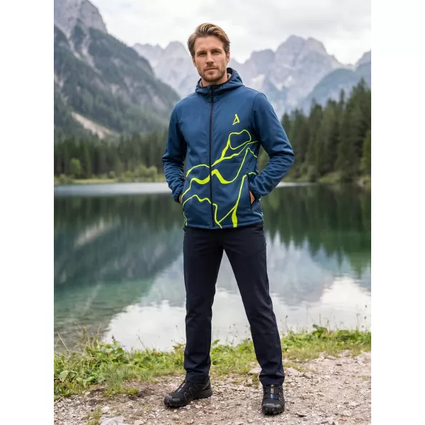  Jachetă softshell premium pentru bărbați ALTISPORT VOJ/ALM073JACK01 BLEUMARIN/GALBEN NEON 