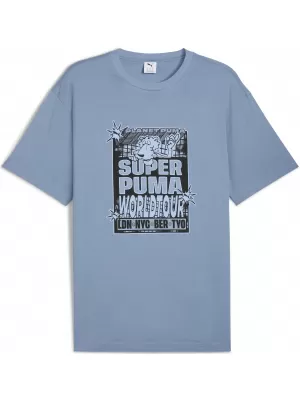 Tricou pentru bărbați PUMA GRAPHIC WORLD TOUR TEE 632112-34 ALBASTRU RECE