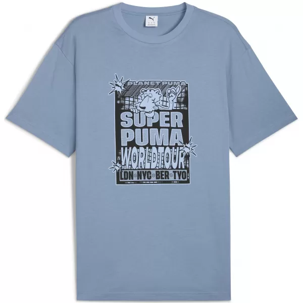  Tricou pentru bărbați PUMA GRAPHIC WORLD TOUR TEE 632112-34 ALBASTRU RECE 