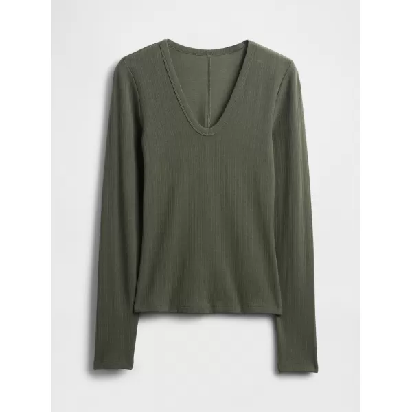  Tricou pentru femei GAP LONGSLEEVE RIBBED TEE 822221-03 MUŞCHI NEGRU 