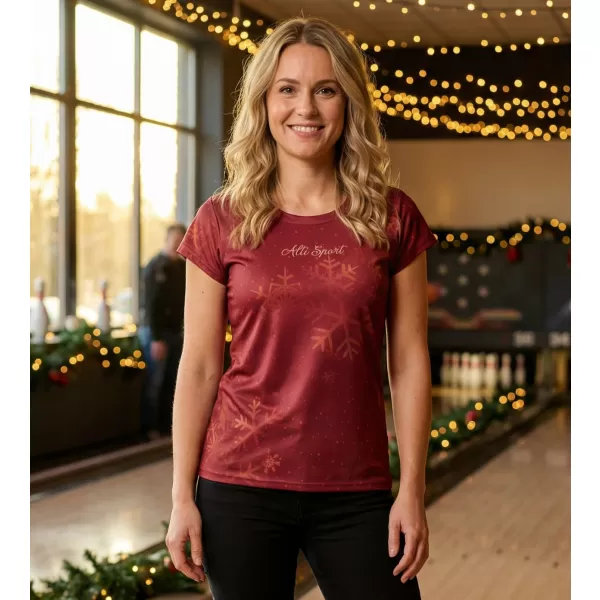  Tricou de Crăciun premium pentru femei ALTISPORT VOJ/ALWVN7TR06 ROŞU 