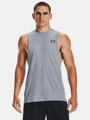 Maiou bărbătesc UNDER ARMOUR LEFT CHEST CUT OFF TANK 1329286-035 GRI