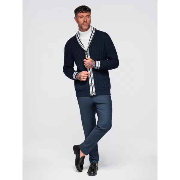  Cardigan pentru bărbați OMBRE OM-SWCD-0152 ALBASTRU MARIN 