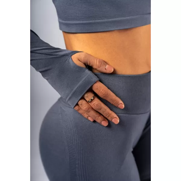  Crop top fără cusături, cu mâneci lungi POWER 892 GREY Nebbia 