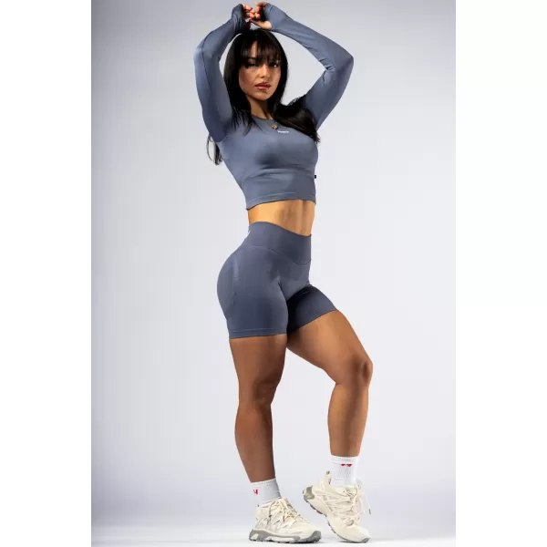  Crop top fără cusături, cu mâneci lungi POWER 892 GREY Nebbia 