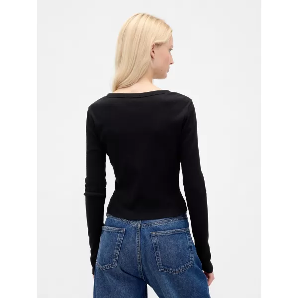  Tricou pentru femei GAP LONGSLEEVE LOGO TEE 801017-04 NEGRU 