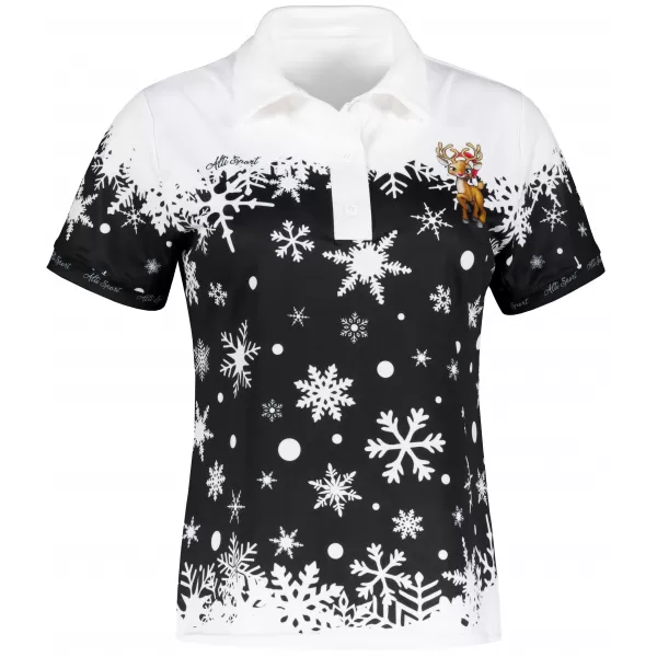  Tricou de Crăciun de damă cu guler premium ALTISPORT VOJ/ALWVN3TR05 ALB 