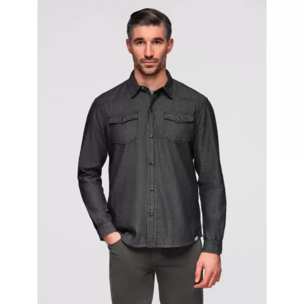  Cămașă pentru bărbați OMBRE OM-SHDS-0210 NEGRU 