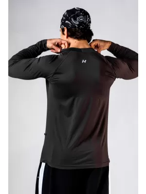 Tricou fără cusături cu mâneci lungi POWER 901 BLACK Nebbia
