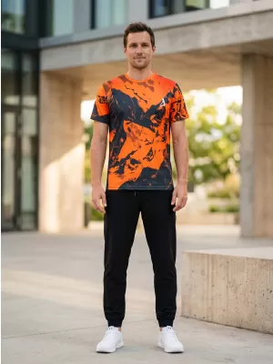 Tricou premium pentru bărbați ALTISPORT VOJ/ALM131TR01 PORTOCALIU/NEGRU
