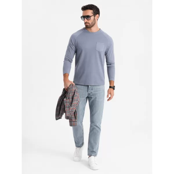  Tricou pentru bărbați OMBRE OM-LSCL-0109 DENIM ALBASTRU 