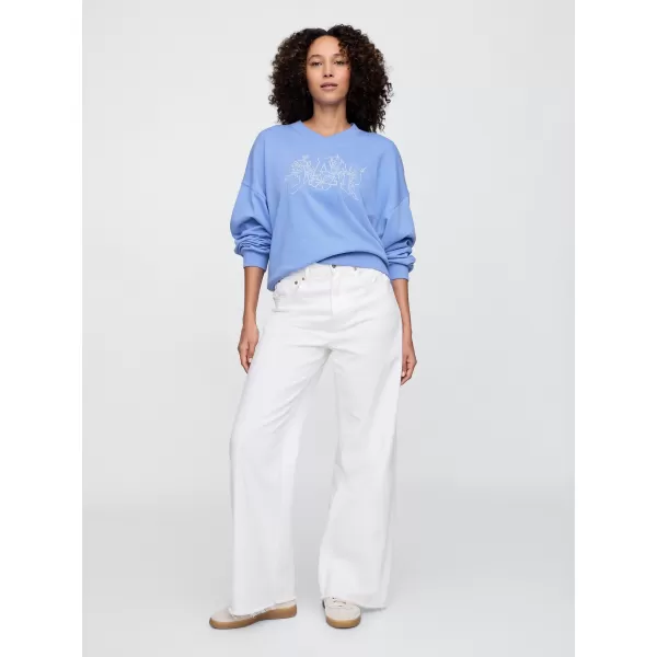  Hanorac de dama GAP LOGO WEDGE NECK SWEATSHIRT 714869-02 CĂMAȘĂ ALBASTRĂ 