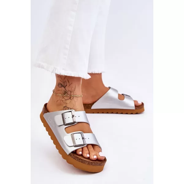  Papuci dama BIG STAR LL274476 SILVER Pantofi Big Star 