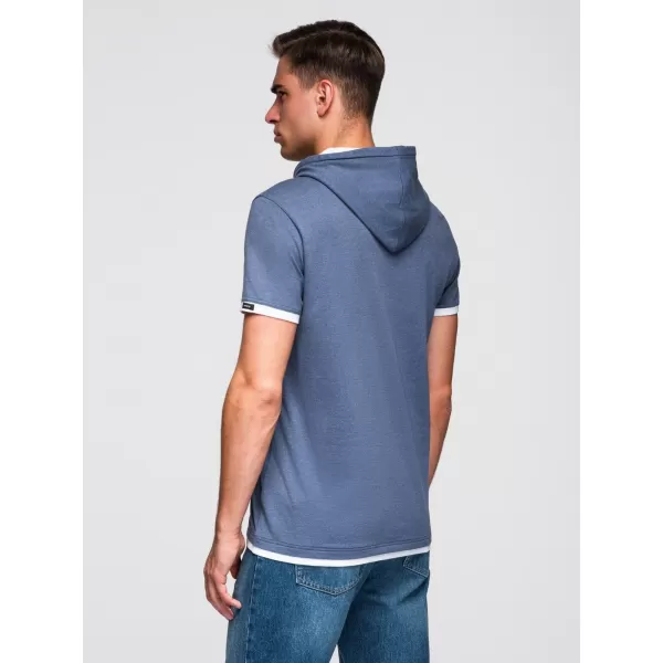  Tricou pentru bărbați OMBRE OM-TSCT-0256 MELANGE ALBASTRU ÎNCHIS 
