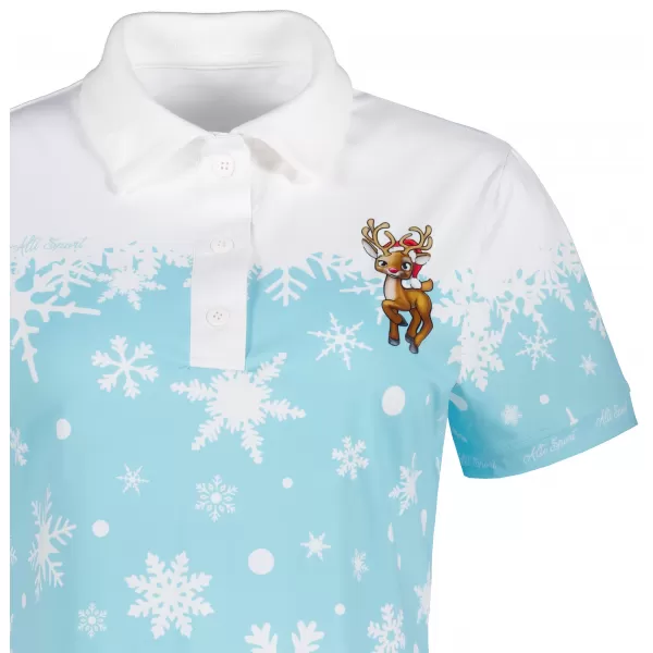 Tricou de Crăciun de damă cu guler premium ALTISPORT VOJ/ALWVN3TR05 ALBASTRU 