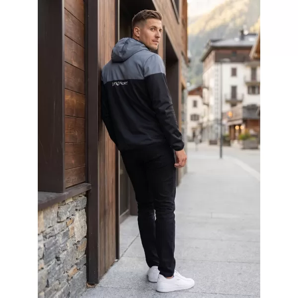  Jachetă softshell premium pentru bărbați ALTISPORT VOJ/ALM051JACK01 NEGRU CENUȘIU 