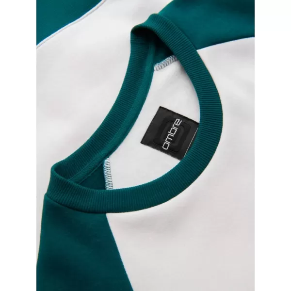  Hanorac pentru bărbați OMBRE OM-SSNZ-0239 CREM ȘI VERDE ÎNCHIS 