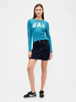 Tricou pentru femei GAP WAFFLE LOGSLEEVE TEE 843331-02 TEAL ARDEZIE