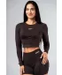 Crop top fără cusături, cu mâneci lungi POWER 892 DARK BROWN Nebbia