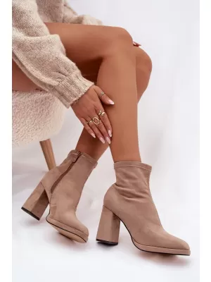 Pantofi de dama cu toc BOTO KARVELLA 40919 KAKI