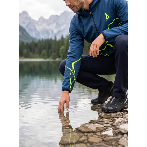  Jachetă softshell premium pentru bărbați ALTISPORT VOJ/ALM073JACK01 BLEUMARIN/GALBEN NEON 
