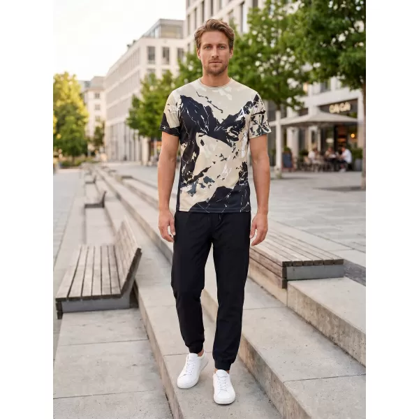  Tricou premium pentru bărbați ALTISPORT VOJ/ALM131TR01 BEJ/NEGRU 