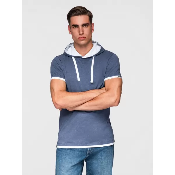  Tricou pentru bărbați OMBRE OM-TSCT-0256 MELANGE ALBASTRU ÎNCHIS 