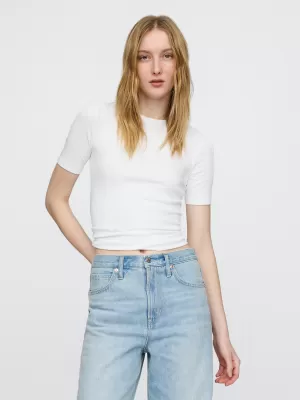 Tricou pentru femei GAP MODAL CREW TEE 679172-01 ALB PROASPĂT